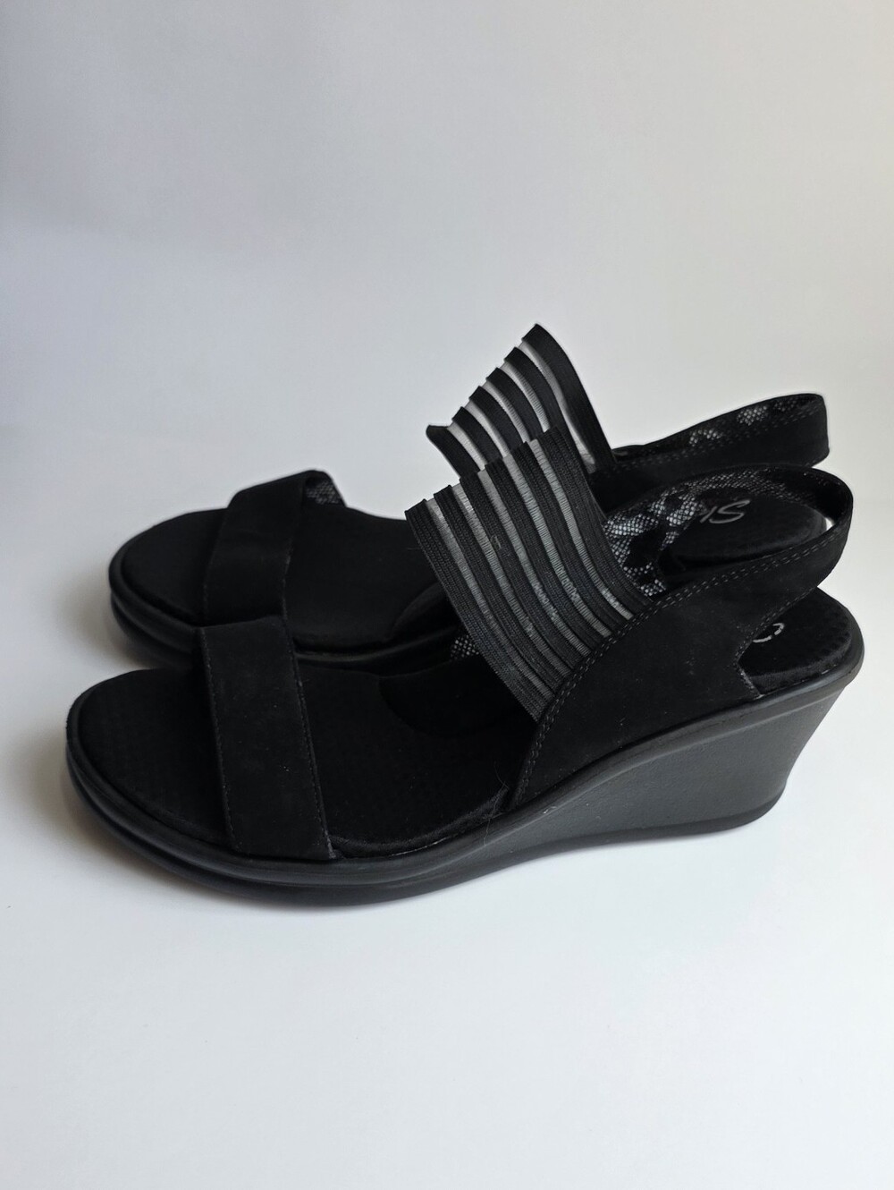 Skechers Memory Foam Women's Black Wedge Sandals 8.5